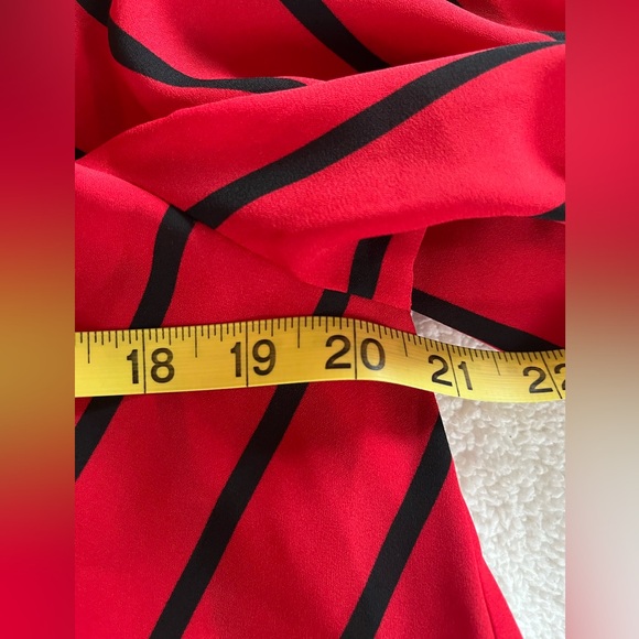 INC Designer Red & Black Striped Wrap Blouse Women’s Size Large - Picture 15 of 16